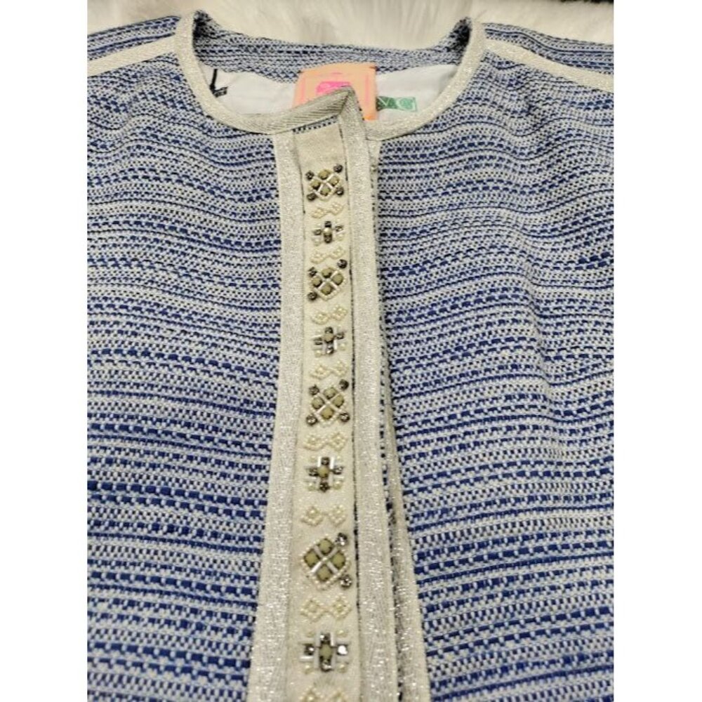 Vilagallo Tweed NWT Crop Embelished Luxury Artsey Preppy Twee Jacket 44/10 - Picture 10 of 16